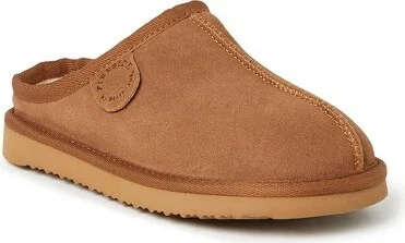 Fireside by Dearfoams Kids Dempsey Genuine Shearling Clog Slipper - Chestnut Size