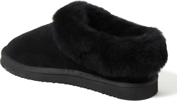 Fireside by Dearfoams Women's Adelaide Genuine Shearling Clog Slipper - Black Size - Image 2