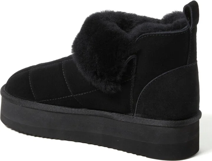Fireside by Dearfoams Women's Bayswater Genuine Shearling Quilted Platform Bootie - Image 5