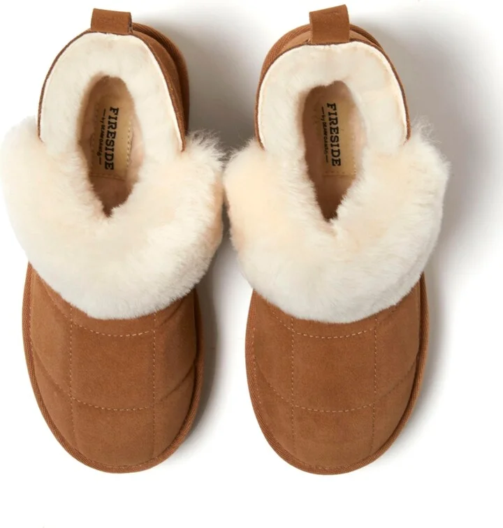 Fireside by Dearfoams Women's Bayswater Genuine Shearling Quilted Platform Bootie - Image 8