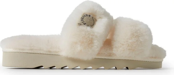 Fireside by Dearfoams Women's Benalla Genuine Shearling Double Band Fuzzy Slide Slipper - Image 3