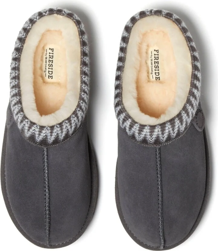 Fireside by Dearfoams Women's Greta Genuine Shearling Clog Slipper with Taping - Image 2