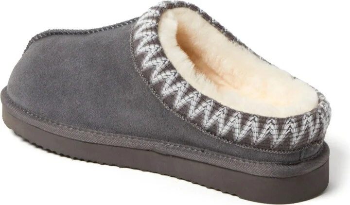 Fireside by Dearfoams Women's Greta Genuine Shearling Clog Slipper with Taping - Image 3
