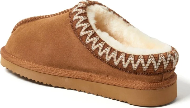 Fireside by Dearfoams Women's Greta Genuine Shearling Clog Slipper with Taping - Image 6