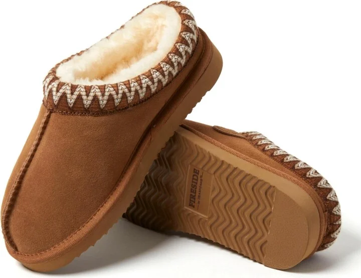 Fireside by Dearfoams Women's Greta Genuine Shearling Clog Slipper with Taping - Image 7