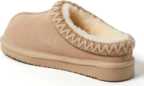 Fireside by Dearfoams Women's Greta Genuine Shearling Clog Slipper with Taping - Grey Size - Image 3