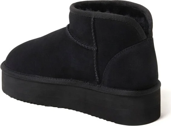Fireside by Dearfoams Women's Kingston Genuine Shearling Platform Bootie - Black Size - Image 2