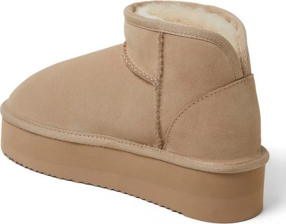 Fireside by Dearfoams Women's Kingston Genuine Shearling Platform Bootie - Black Size - Image 4