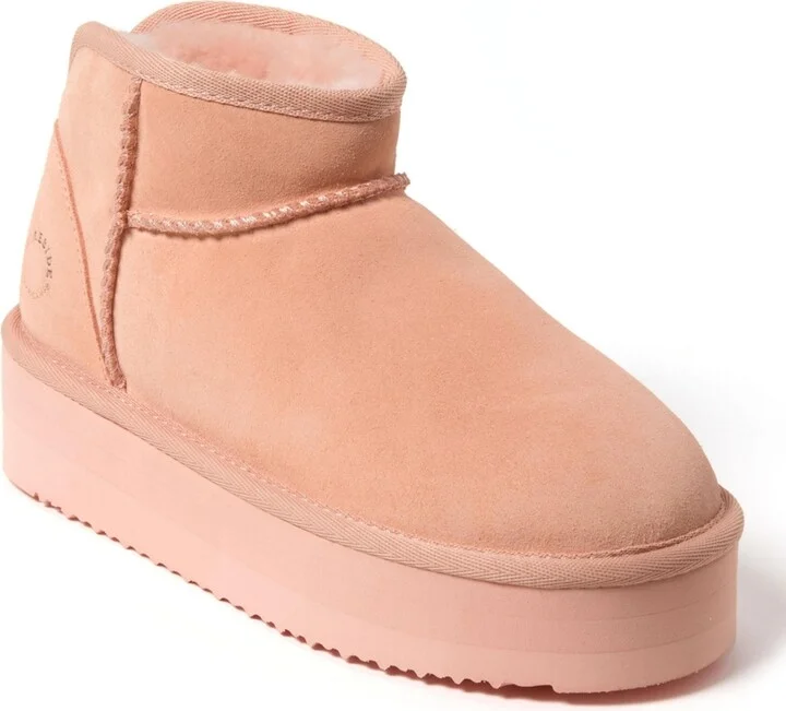 Fireside by Dearfoams Women's Kingston Genuine Shearling Platform Bootie
