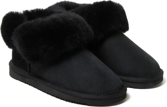 Fireside By Dearfoams Women's Perth Genuine Shearling Foldover Boot - Grey Size - Image 4