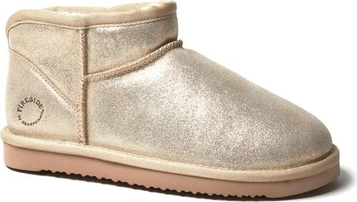 Fireside by Dearfoams Women's Riverland Genuine Shearling Micro Bootie - Gold Size