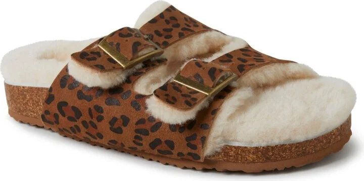 Fireside by Dearfoams Women's Tamworth Genuine Shearling Double Band Sandal