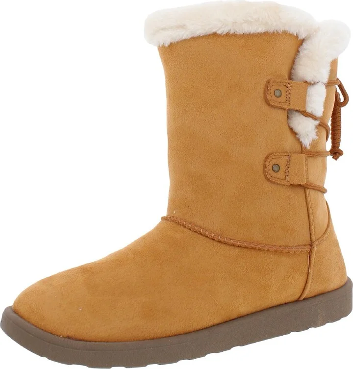 Fireside Womens Faux Suede Ankle Winter & Snow Boots