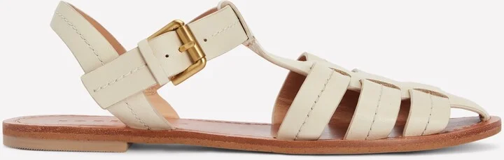 Fisherman Flat Sandals, Ecru