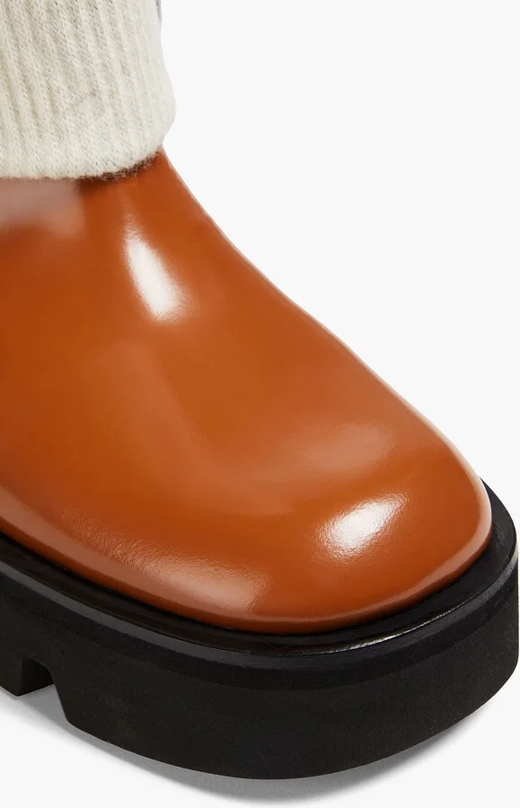 Fisherman wool-jacquard and glossed-leather ankle boots - Image 4
