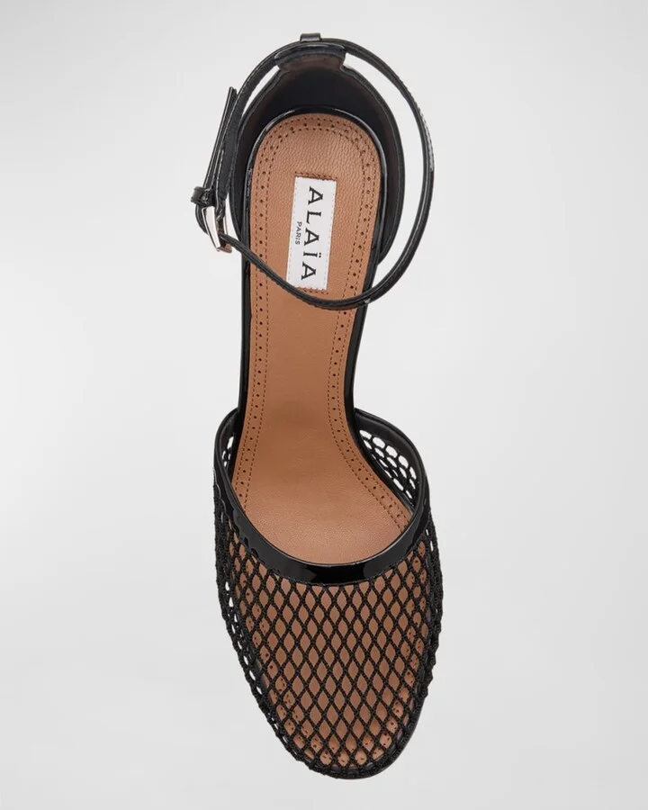 Fishnet Patent Ankle-Strap Pumps - Image 2