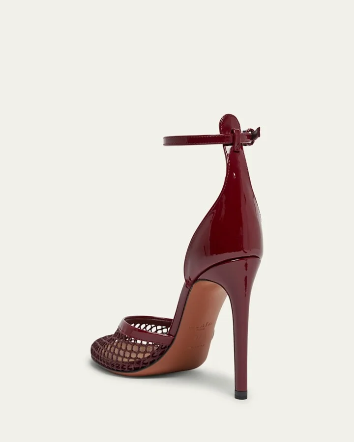Fishnet Patent Ankle-Strap Pumps - Image 3