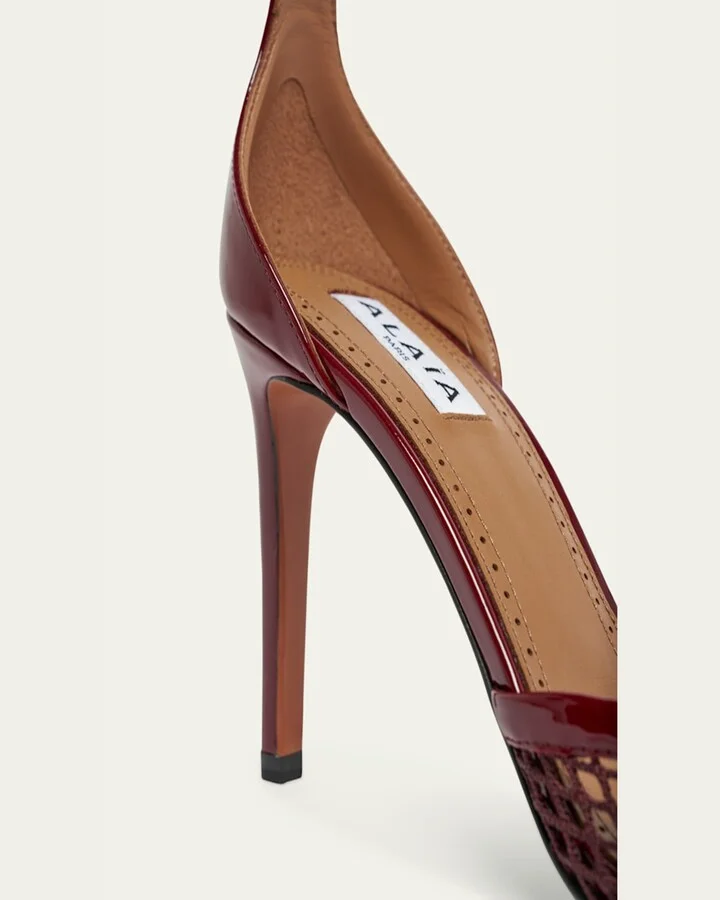 Fishnet Patent Ankle-Strap Pumps - Image 4