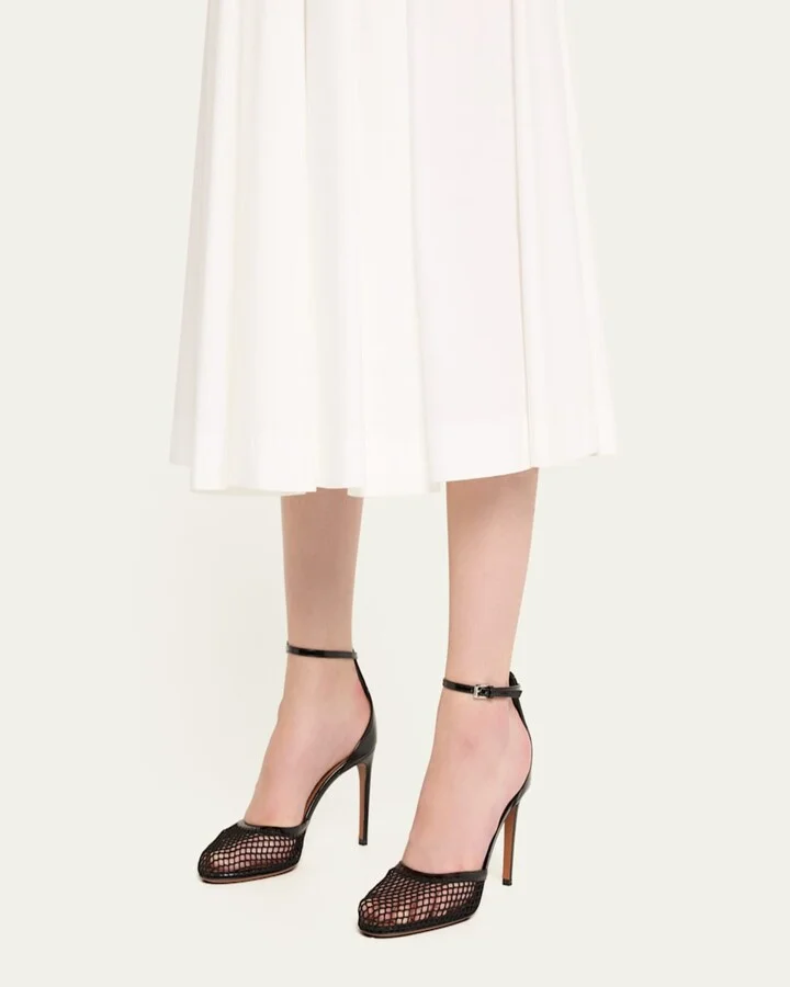 Fishnet Patent Ankle-Strap Pumps - Image 5