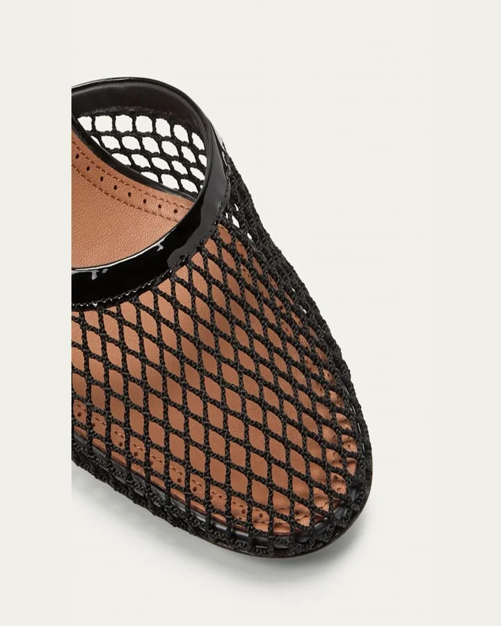 Fishnet Patent Ankle-Strap Pumps - Image 8