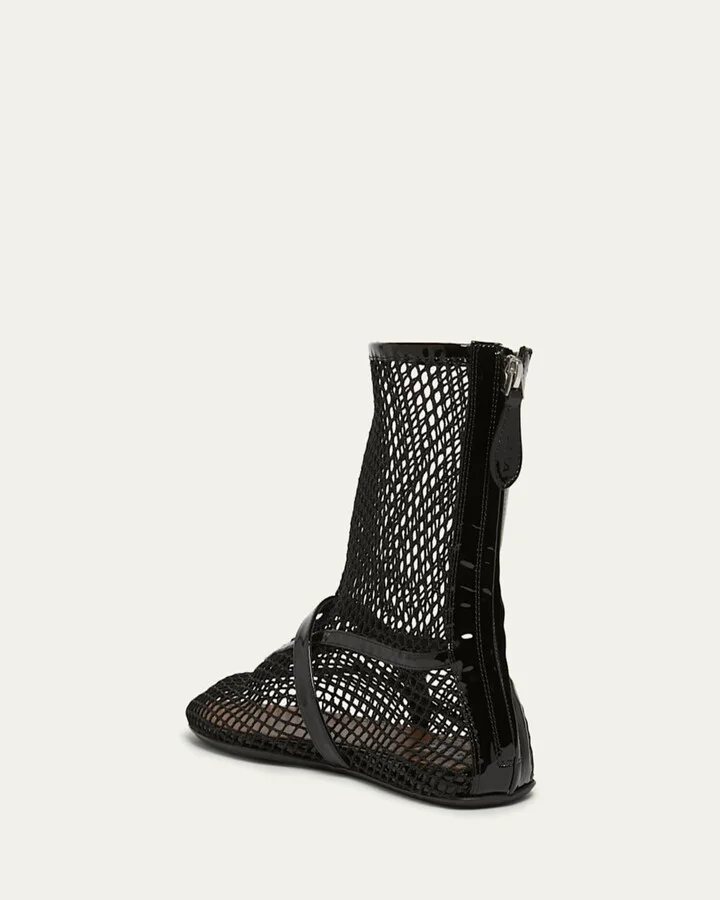 Fishnet Patent Ballerina Booties - Image 3