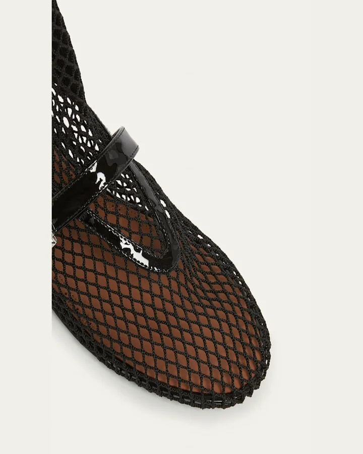 Fishnet Patent Ballerina Booties - Image 5