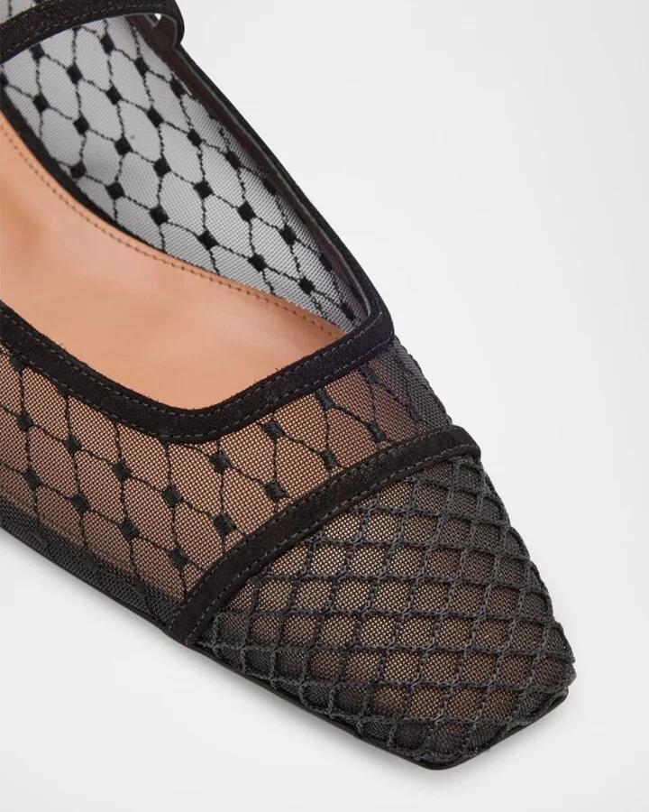 Fishnet Suede Juliette Ballerina Flats - Image 3