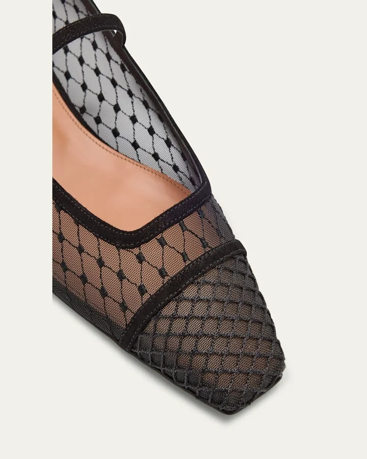 Fishnet Suede Juliette Ballerina Flats - Image 4