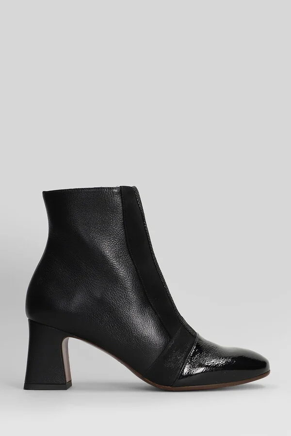 Fitas High Heels Ankle Boots In Black Leather
