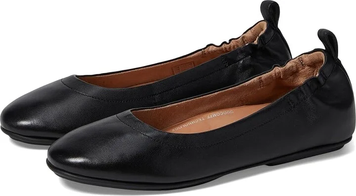 FitFlop Allegro Ballerina Flat Women's Flat Shoes Black : 5 M (B), Leather