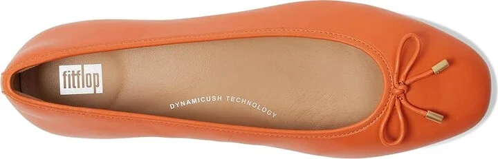 FitFlop Delicato Bow Soft Leather Ballerinas Women's Flat Shoes Satsuma : 8 M (B), Leather/Rubber - Image 2