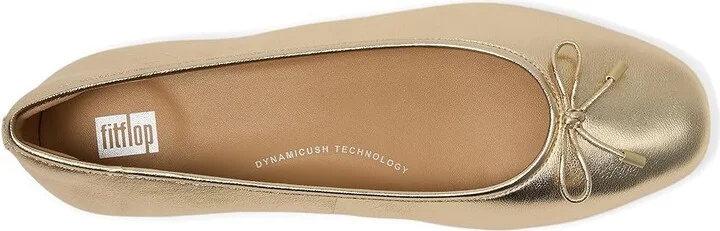 FitFlop Delicato Bow Soft Leather Ballet Flats Women's Shoes Platino : 6.5 M (B) - Image 2