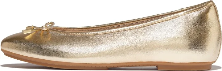 FitFlop DELICATO Bow Soft Metallic-Leather Ballerinas