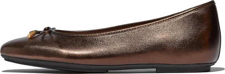 FitFlop DELICATO Bow Soft Metallic-Leather Ballerinas