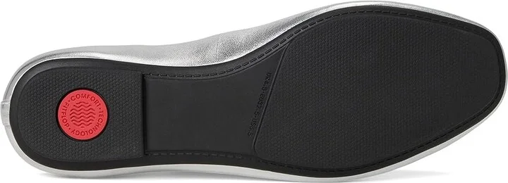 FitFlop Delicato Bow Soft Metallic-Leather Ballerinas Women's Flat Shoes Silver : 5 M (B) - Image 3