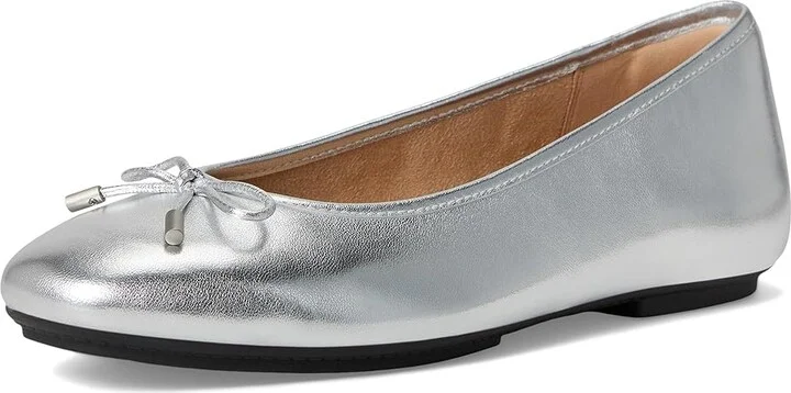 FitFlop Delicato Bow Soft Metallic-Leather Ballerinas Women's Flat Shoes Silver : 5 M (B) - Image 5
