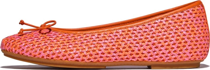 FitFlop DELICATO Bow Two-Tone Woven Ballerinas Faux-Raffia (PP)/Leather