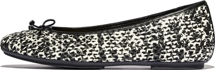 FitFlop DELICATO Bow Two-Tone Woven Ballerinas Faux-Raffia (PP)/Leather