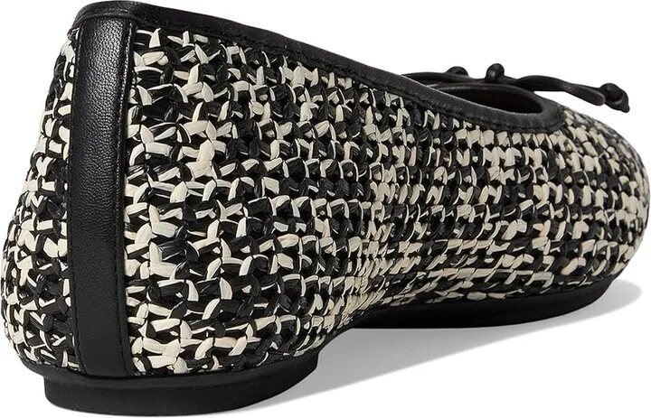 FitFlop Delicato Bow Woven Ballet Flats Women's Shoes Black/Ivory Mix : 7 M (B), Leather - Image 4