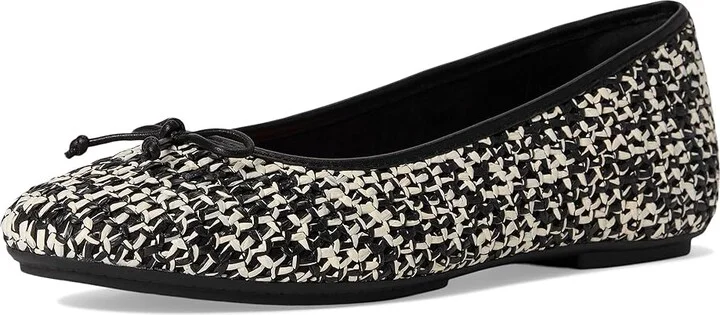 FitFlop Delicato Bow Woven Ballet Flats Women's Shoes Black/Ivory Mix : 7 M (B), Leather - Image 5