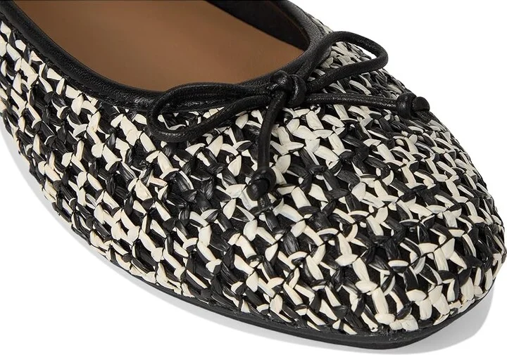 FitFlop Delicato Bow Woven Ballet Flats Women's Shoes Black/Ivory Mix : 7 M (B), Leather - Image 7