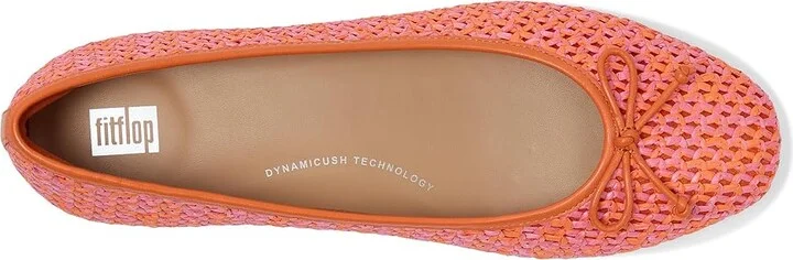 FitFlop Delicato Bow Woven Ballet Flats Women's Shoes Satsuma/Pinkperfect Mix : 10 M (B), Leather - Image 2