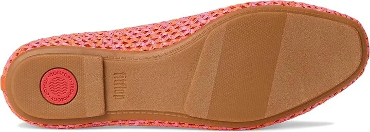 FitFlop Delicato Bow Woven Ballet Flats Women's Shoes Satsuma/Pinkperfect Mix : 10 M (B), Leather - Image 3