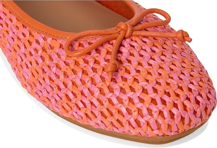 FitFlop Delicato Bow Woven Ballet Flats Women's Shoes Satsuma/Pinkperfect Mix : 10 M (B), Leather - Image 7