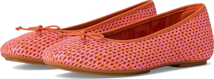 FitFlop Delicato Bow Woven Ballet Flats Women's Shoes Satsuma/Pinkperfect Mix : 10 M (B), Leather
