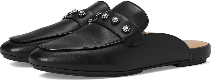 FitFlop Delicato Crystal-Cluster Soft Leather Mules Women's Flat Shoes Black : 8 M (B), EVA/Leather/Nappa