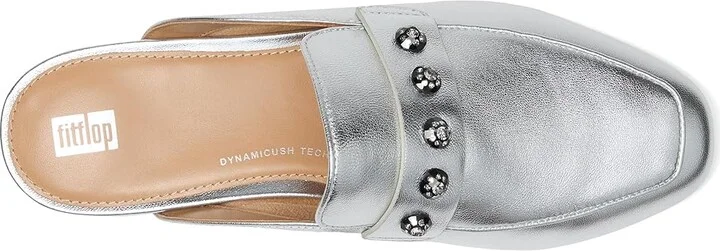 FitFlop Delicato Crystal-Cluster Soft M/Leather Mules Women's Flat Shoes Silver : 7.5 M (B), Leather/Nappa/Polyester - Image 2