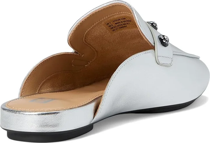 FitFlop Delicato Crystal-Cluster Soft M/Leather Mules Women's Flat Shoes Silver : 7.5 M (B), Leather/Nappa/Polyester - Image 4