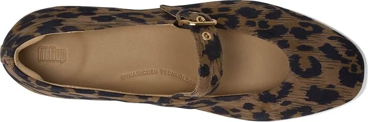 FitFlop Delicato Leopard Suede Mary Janes Women's Shoes Chocolate Mix : 7.5 M (B) - Image 2