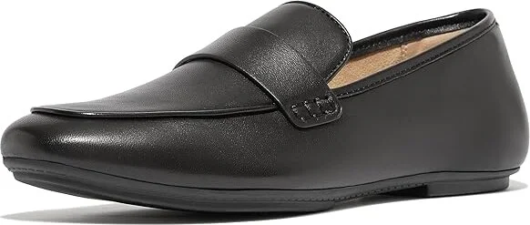 FitFlop Delicato Soft Leather Loafers Women's Flat Shoes Black : 6 M (B)
